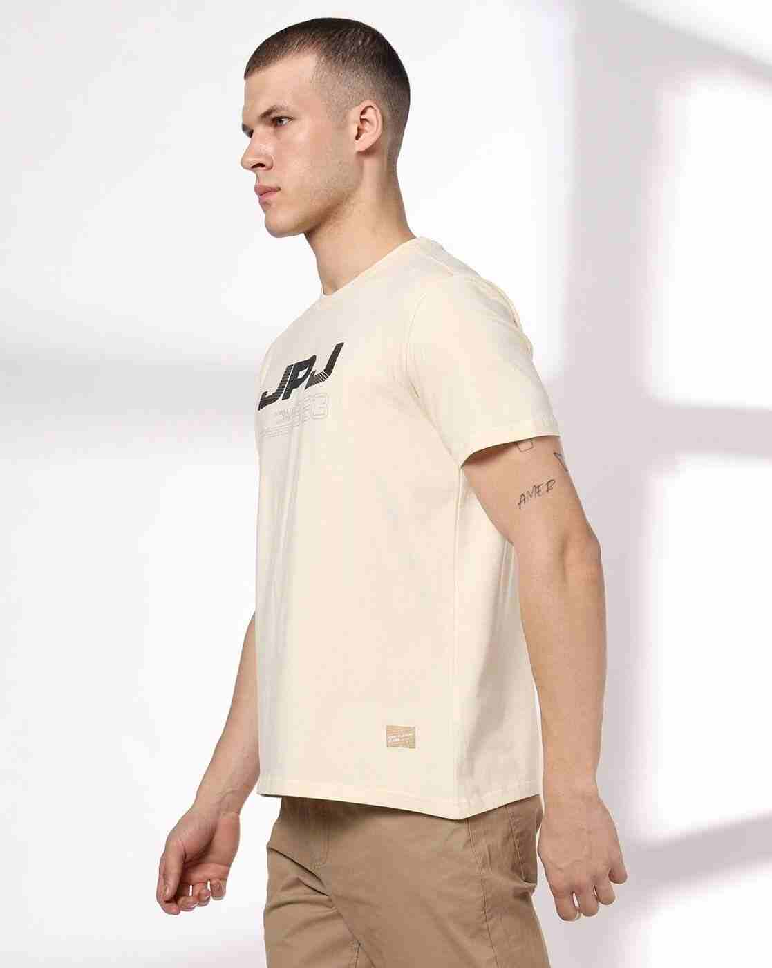 JOHN PLAYERS JEANS | Men Slim Fit Crew-Neck T-Shirt with Logo Print|1