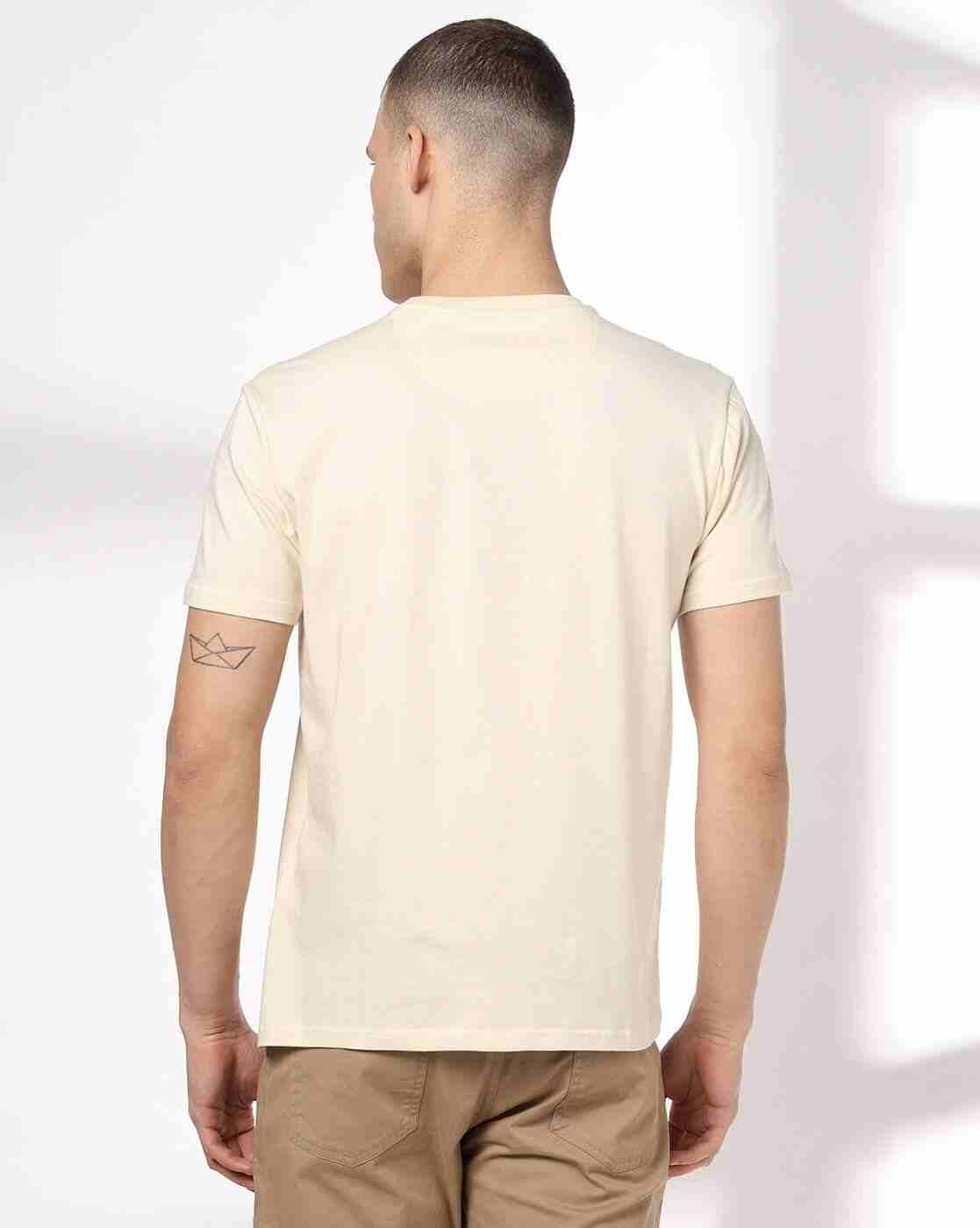 JOHN PLAYERS JEANS | Men Slim Fit Crew-Neck T-Shirt with Logo Print|2