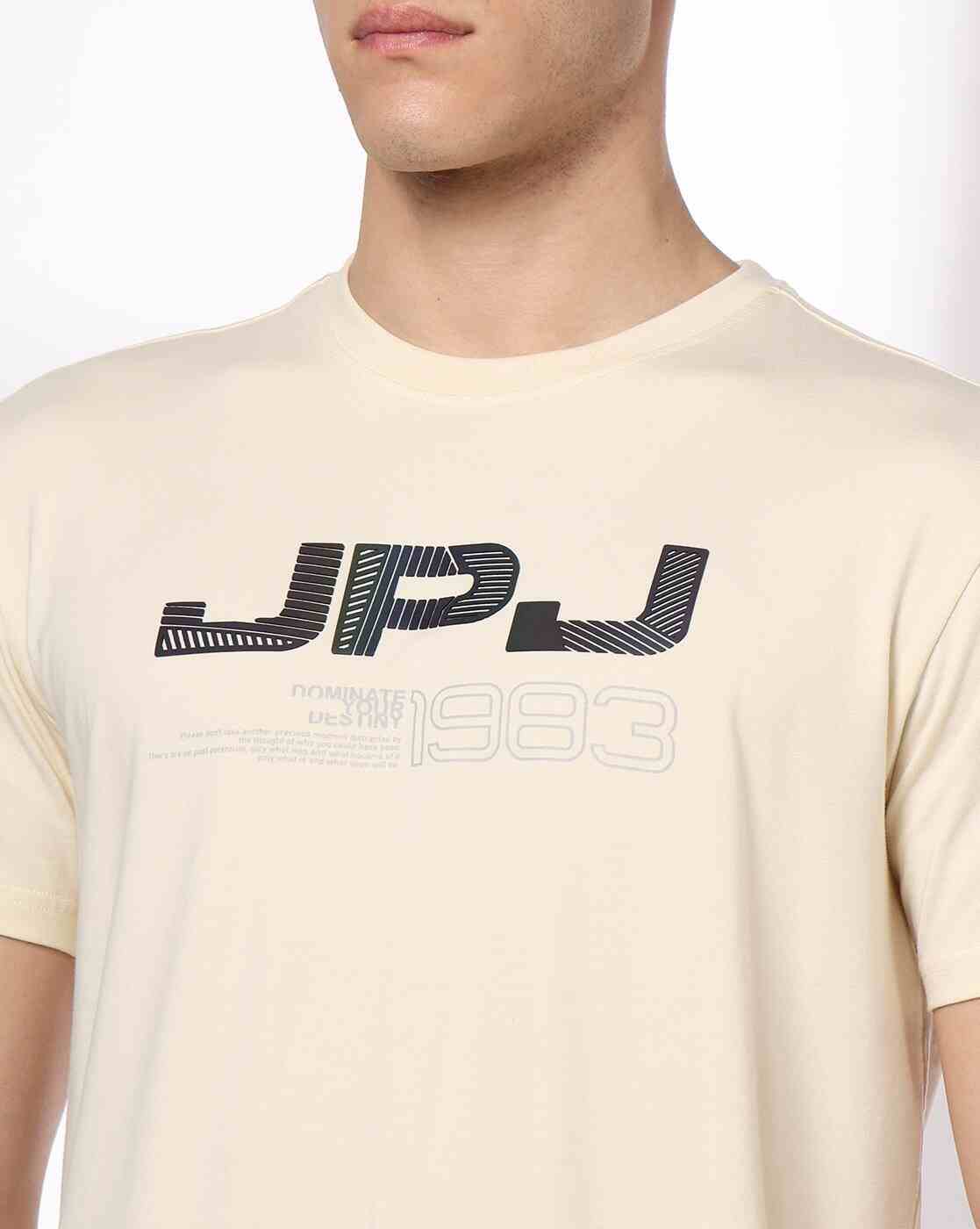 JOHN PLAYERS JEANS | Men Slim Fit Crew-Neck T-Shirt with Logo Print|3