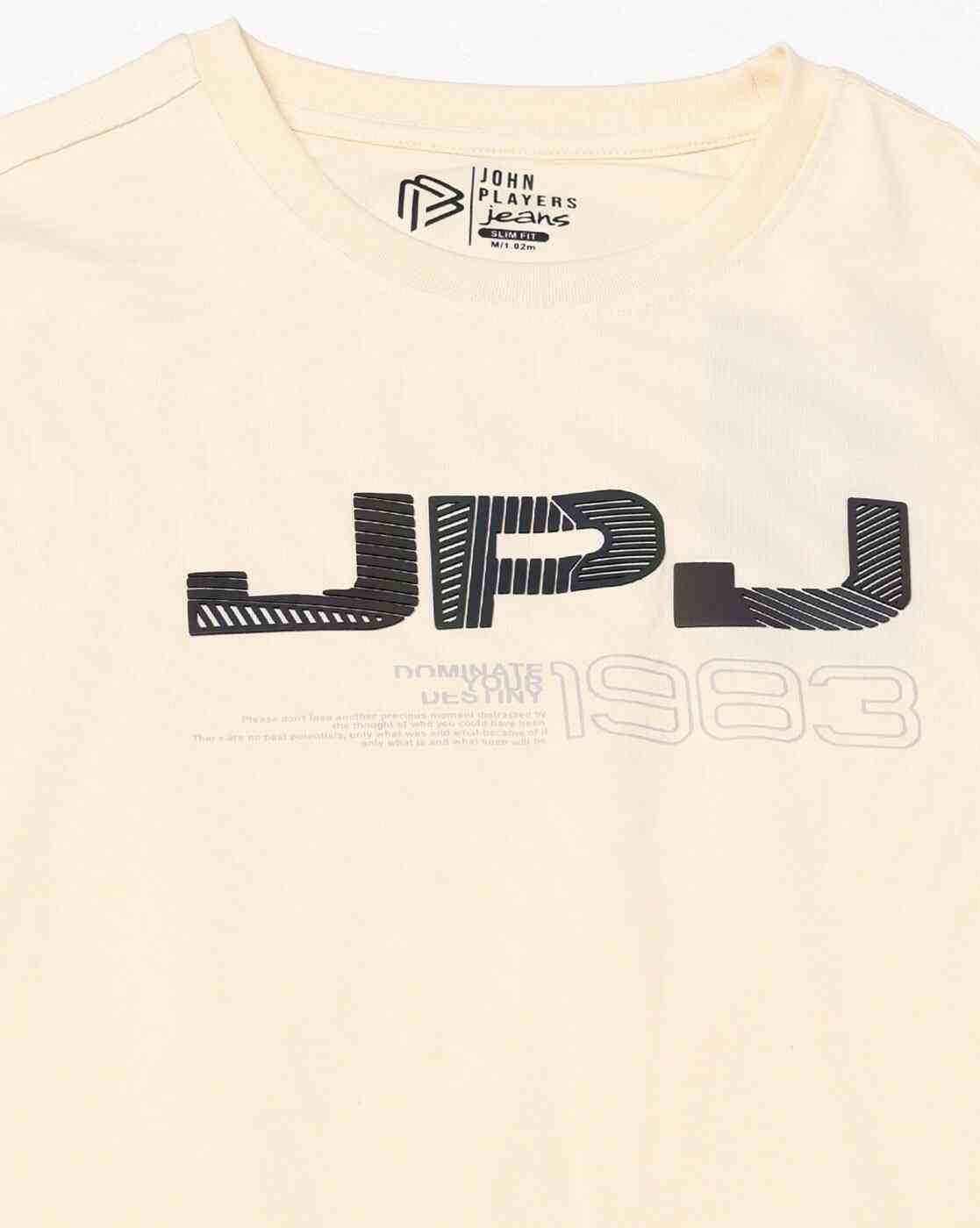 JOHN PLAYERS JEANS | Men Slim Fit Crew-Neck T-Shirt with Logo Print|4