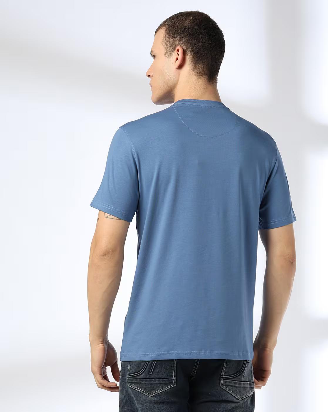 JOHN PLAYERS JEANS | Men Typographic Print Slim Fit Crew-Neck T-Shirt|2
