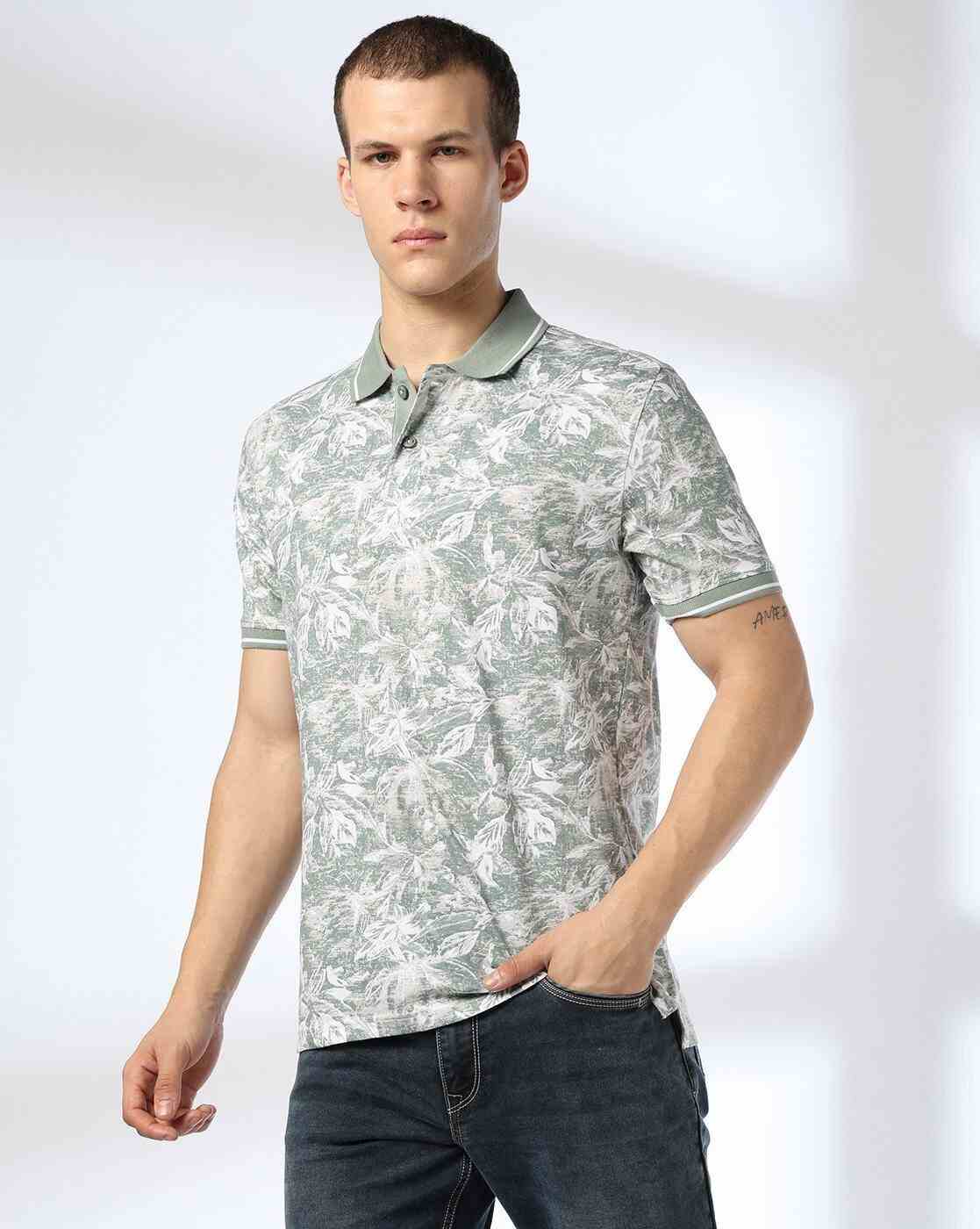 Men All-Over Print Slim Fit Polo T-Shirt