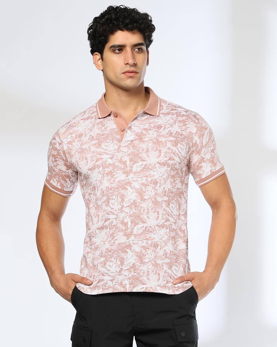JOHN PLAYERS JEANS | Men Leaf Print Slim Fit Polo T-Shirt|0