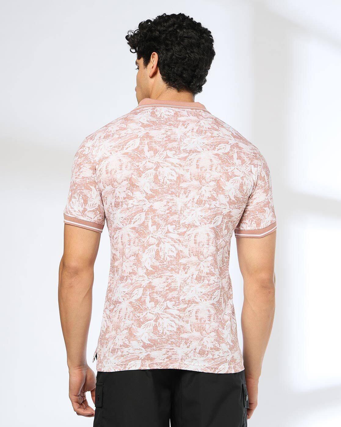 JOHN PLAYERS JEANS | Men Leaf Print Slim Fit Polo T-Shirt|2