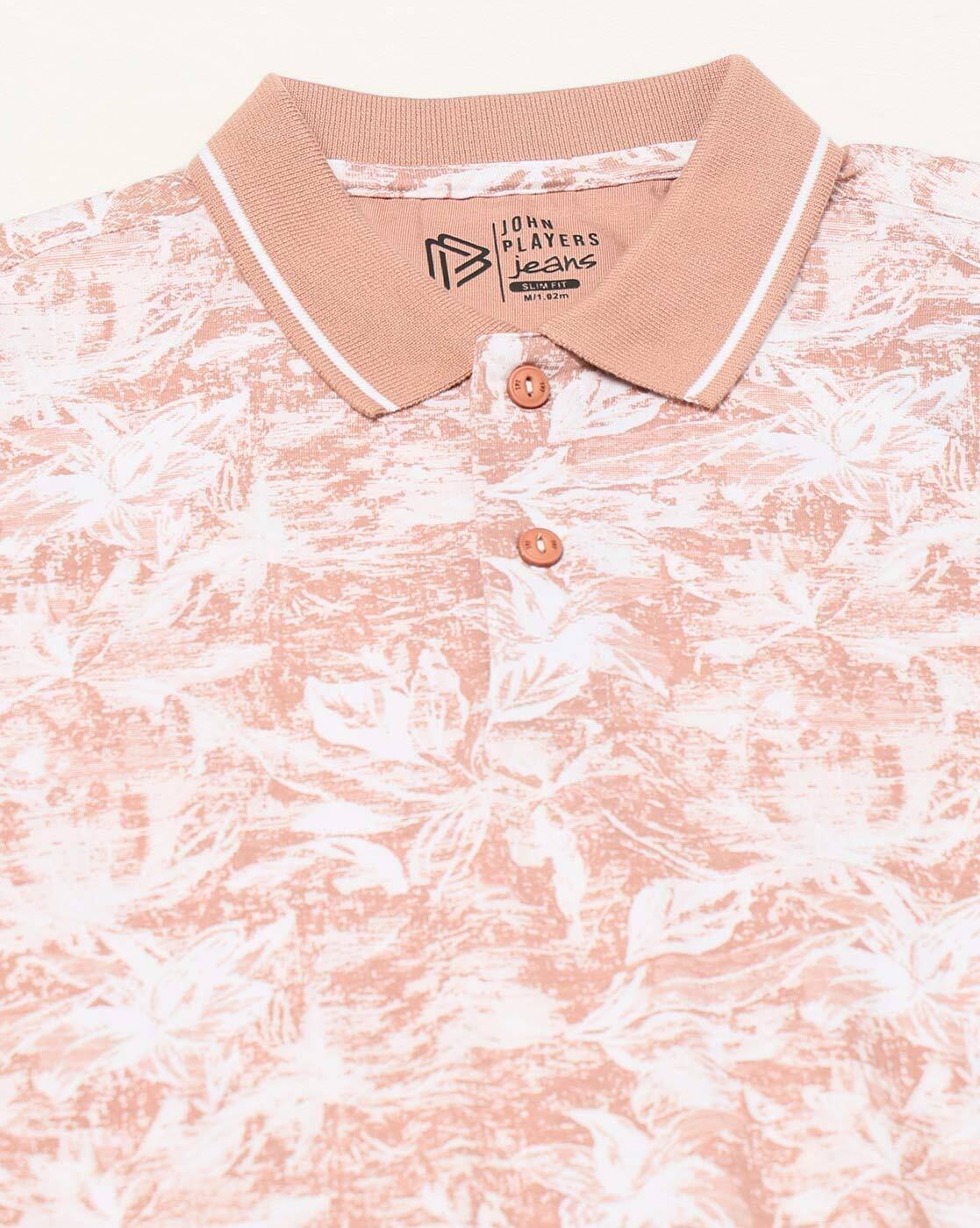 JOHN PLAYERS JEANS | Men Leaf Print Slim Fit Polo T-Shirt|4
