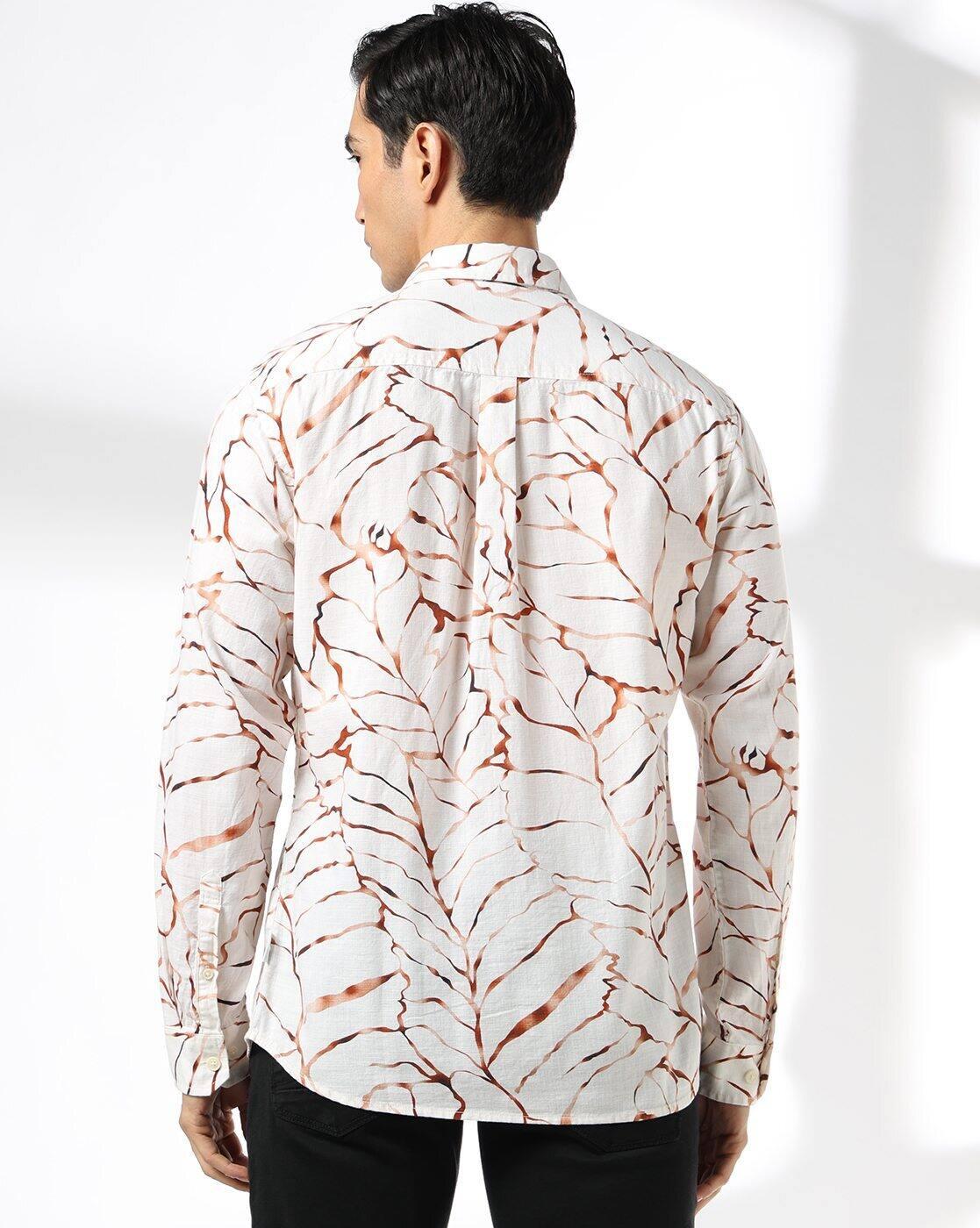 JOHN PLAYERS JEANS | Men Geometric Print Slim Fit Cotton Shirt with Patch Pocket|2
