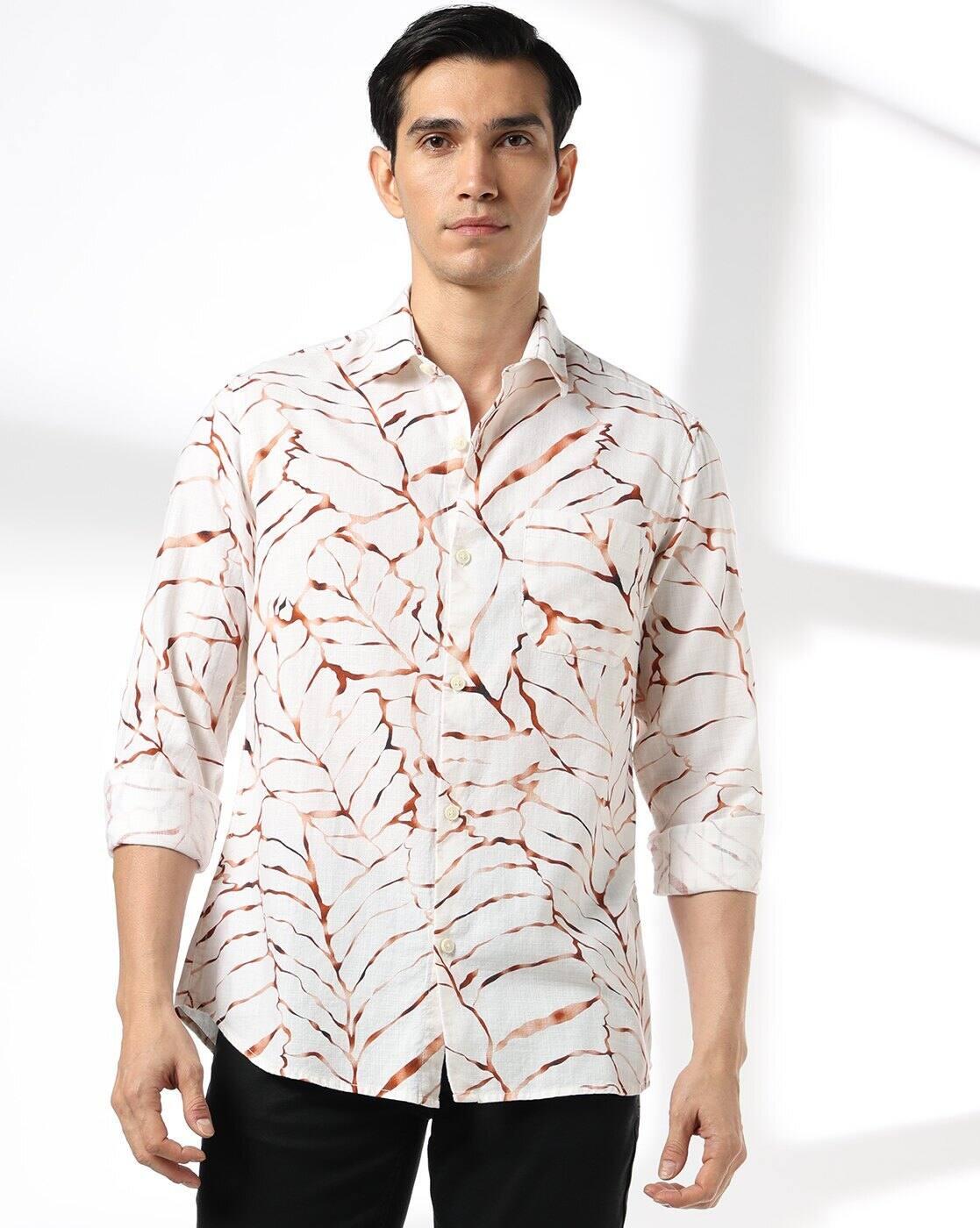 JOHN PLAYERS JEANS | Men Geometric Print Slim Fit Cotton Shirt with Patch Pocket|3