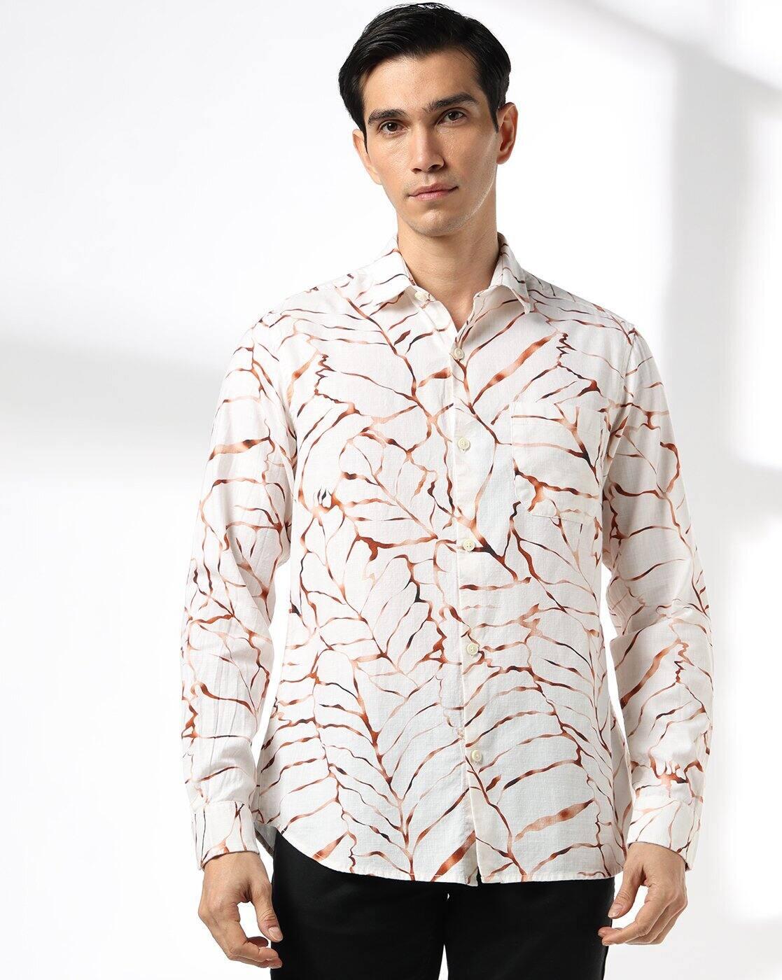 JOHN PLAYERS JEANS | Men Geometric Print Slim Fit Cotton Shirt with Patch Pocket|4
