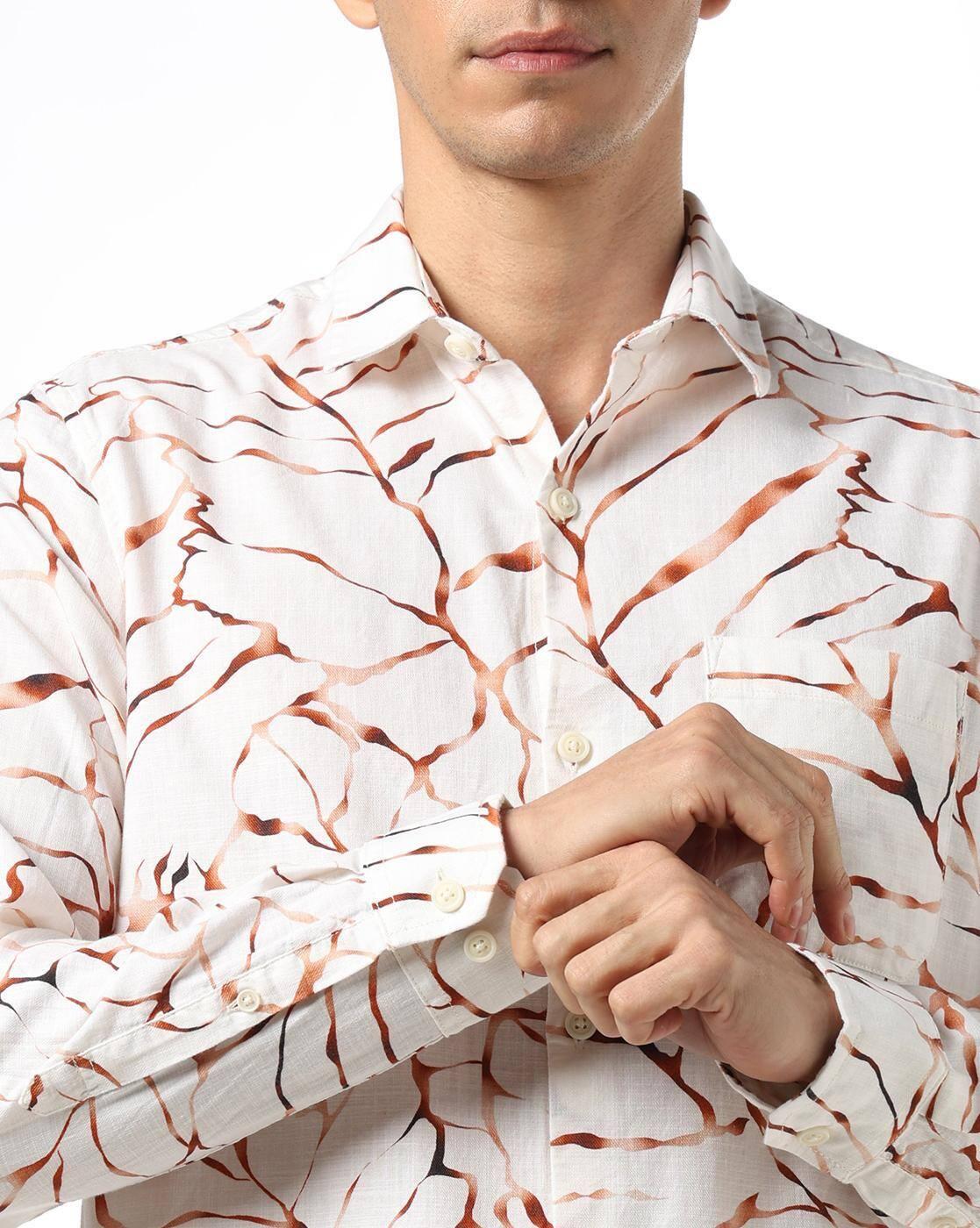 JOHN PLAYERS JEANS | Men Geometric Print Slim Fit Cotton Shirt with Patch Pocket|5