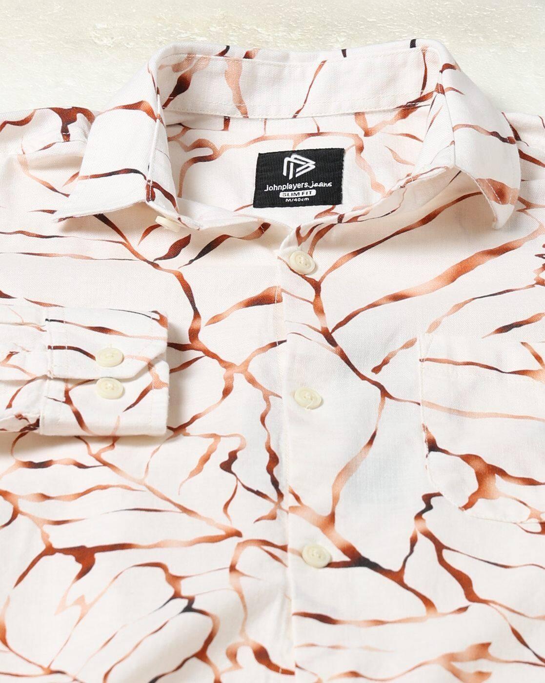 JOHN PLAYERS JEANS | Men Geometric Print Slim Fit Cotton Shirt with Patch Pocket|6
