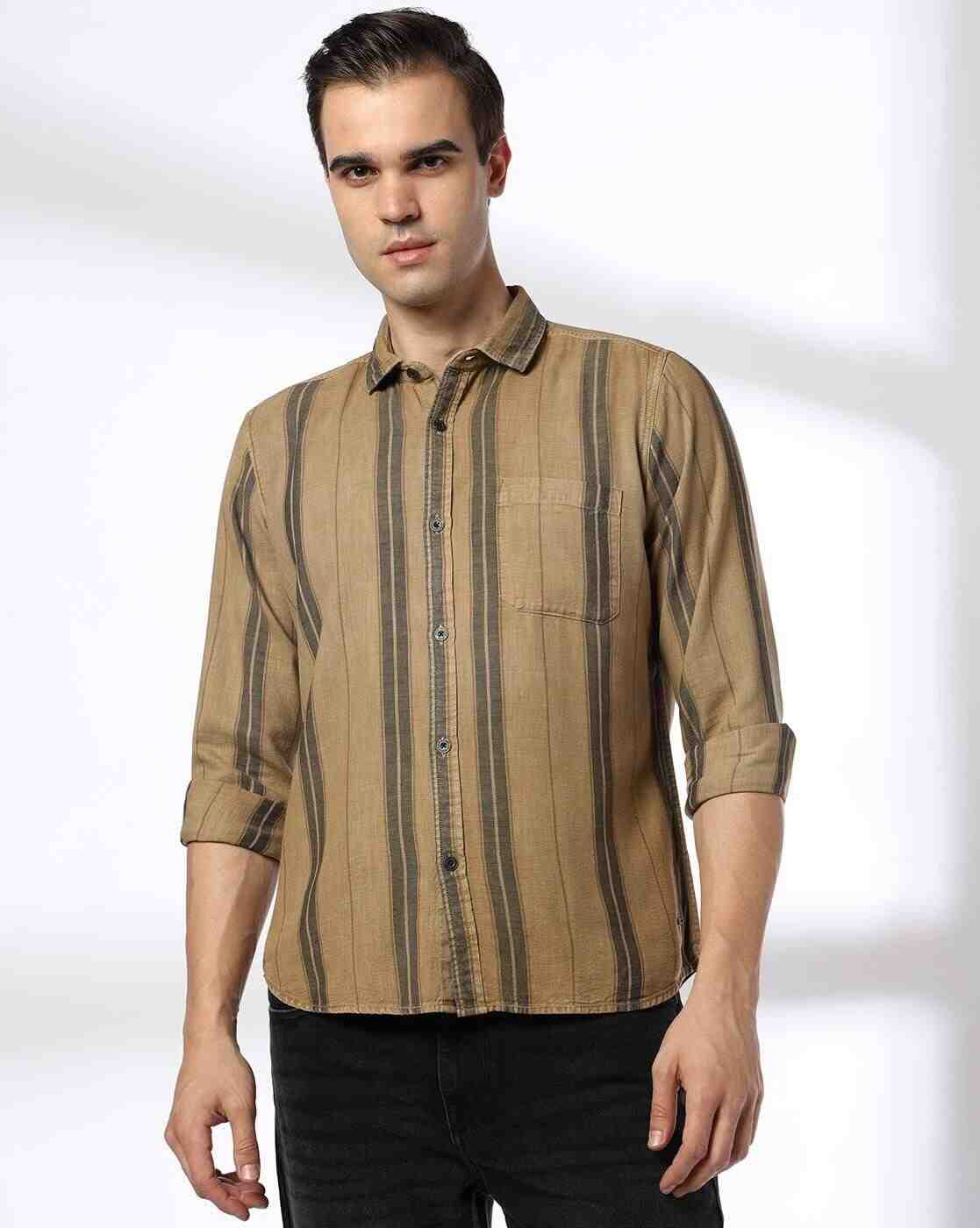 JOHN PLAYERS JEANS | Men Striped Slim Fit Casual Shirt|0