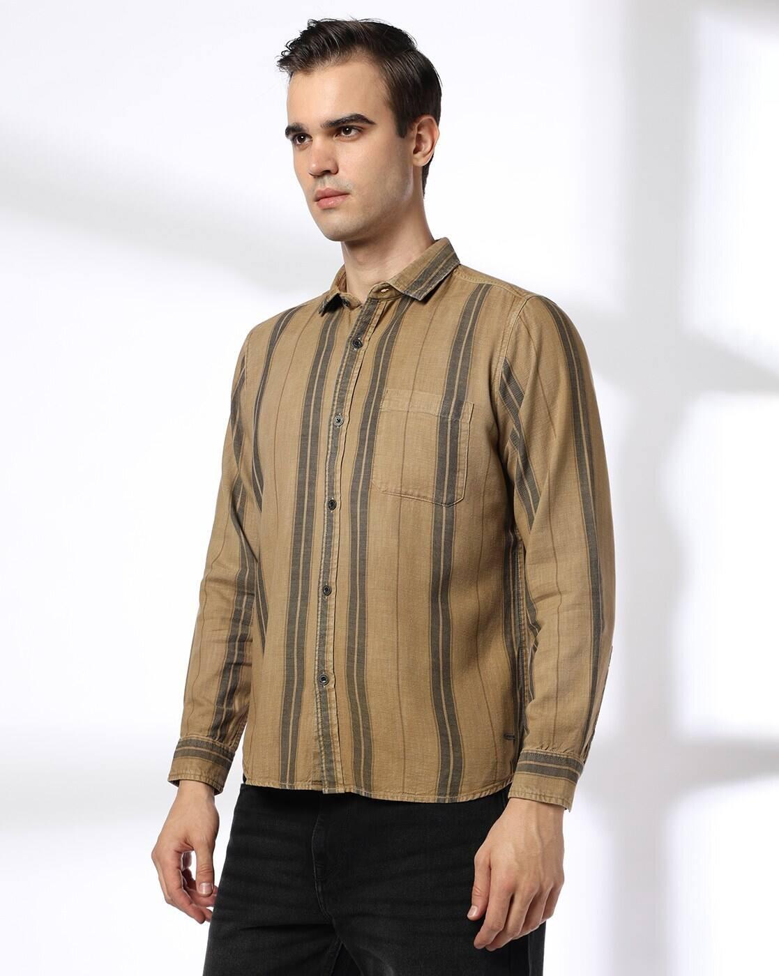 JOHN PLAYERS JEANS | Men Striped Slim Fit Casual Shirt|1