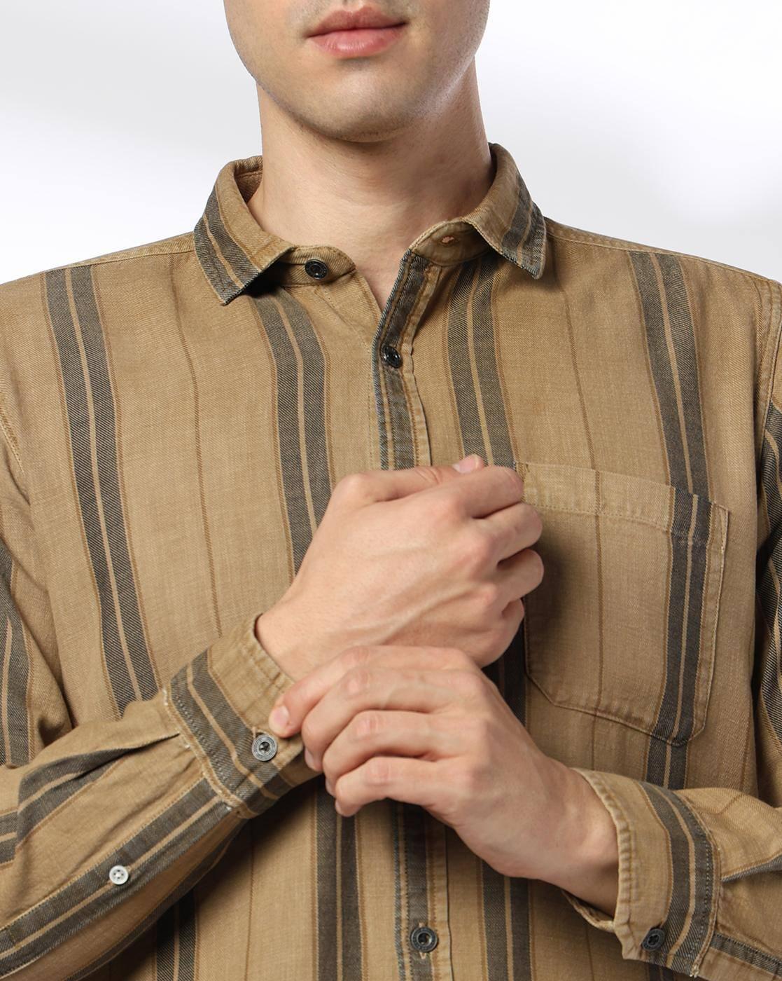 JOHN PLAYERS JEANS | Men Striped Slim Fit Casual Shirt|4