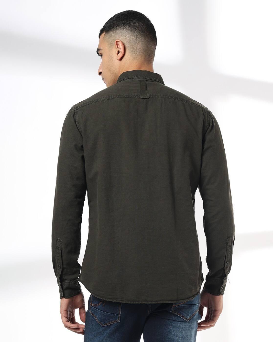 JOHN PLAYERS JEANS | Men Slim Fit Cotton Shirt with Patch Pocket|2