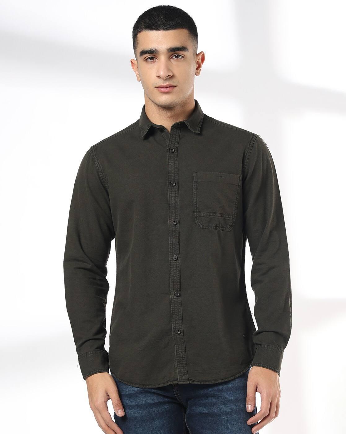 JOHN PLAYERS JEANS | Men Slim Fit Cotton Shirt with Patch Pocket|3