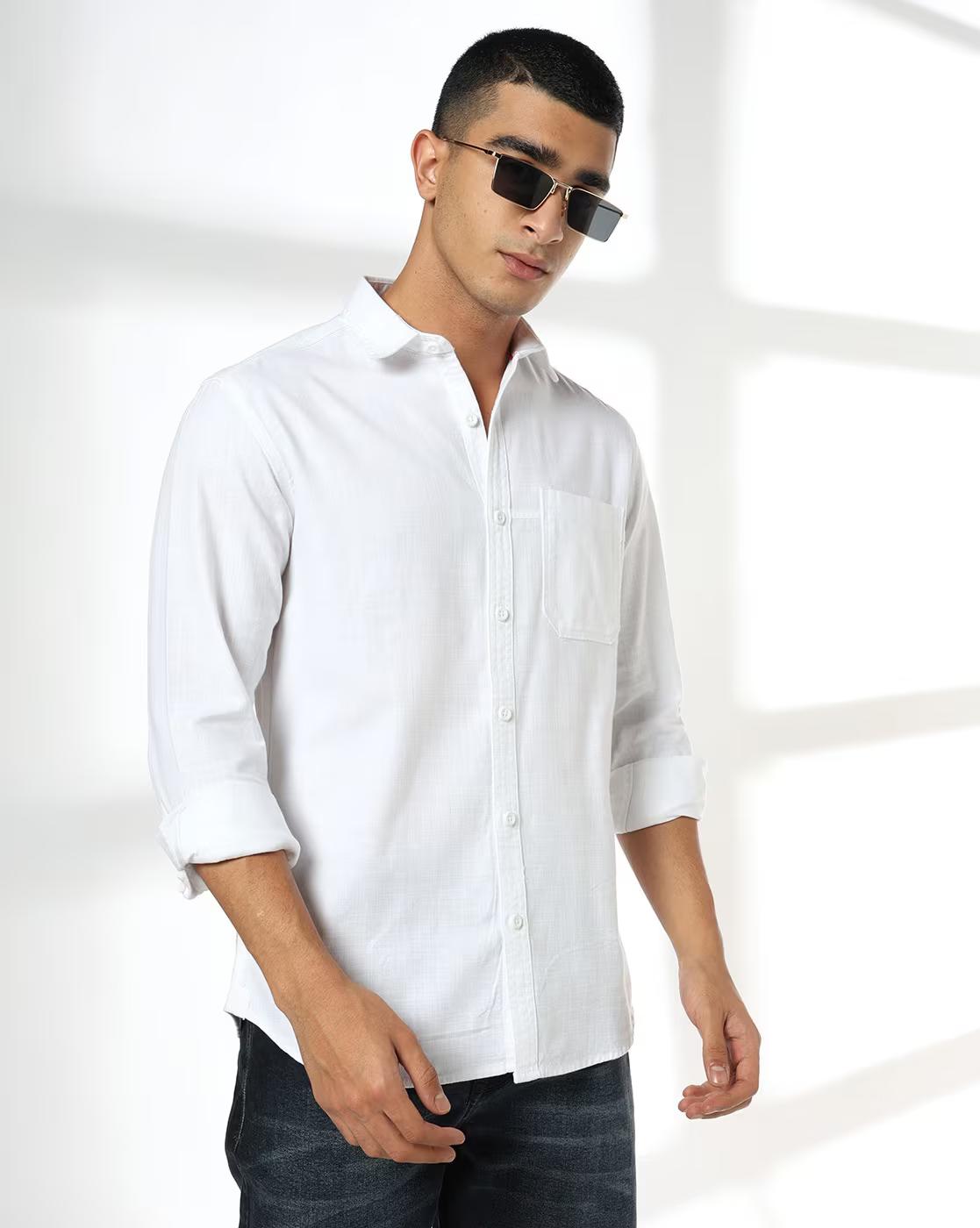 Men Slim Fit Shirt with Patch Pocket