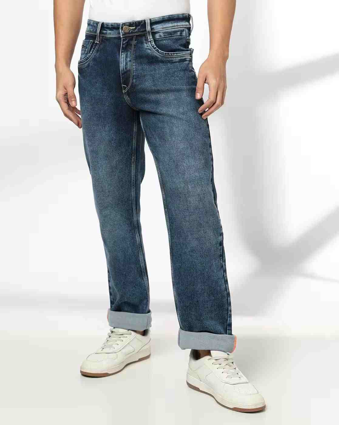 JOHN PLAYERS JEANS | Men Mid-Wash Straight Stretchable Jeans|0