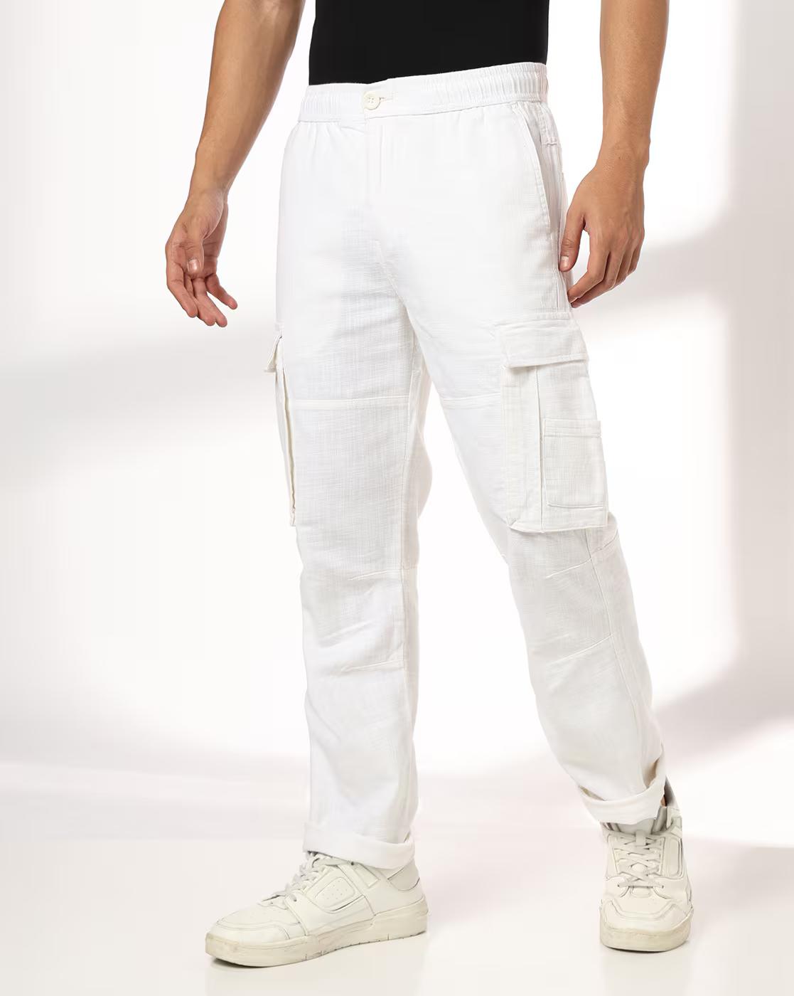 JOHN PLAYERS JEANS | Men Mid-Rise Straight Fit Cargo Trousers|0
