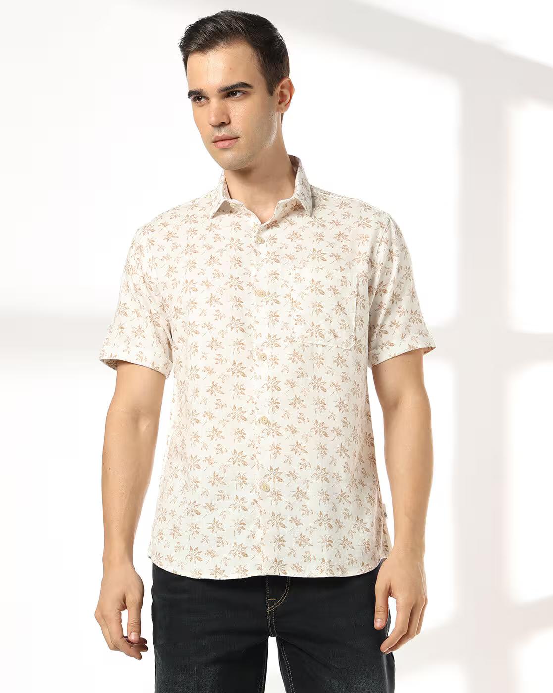 JOHN PLAYERS JEANS | Men All-Over Print Regular Fit Shirt with Patch Pocket|0