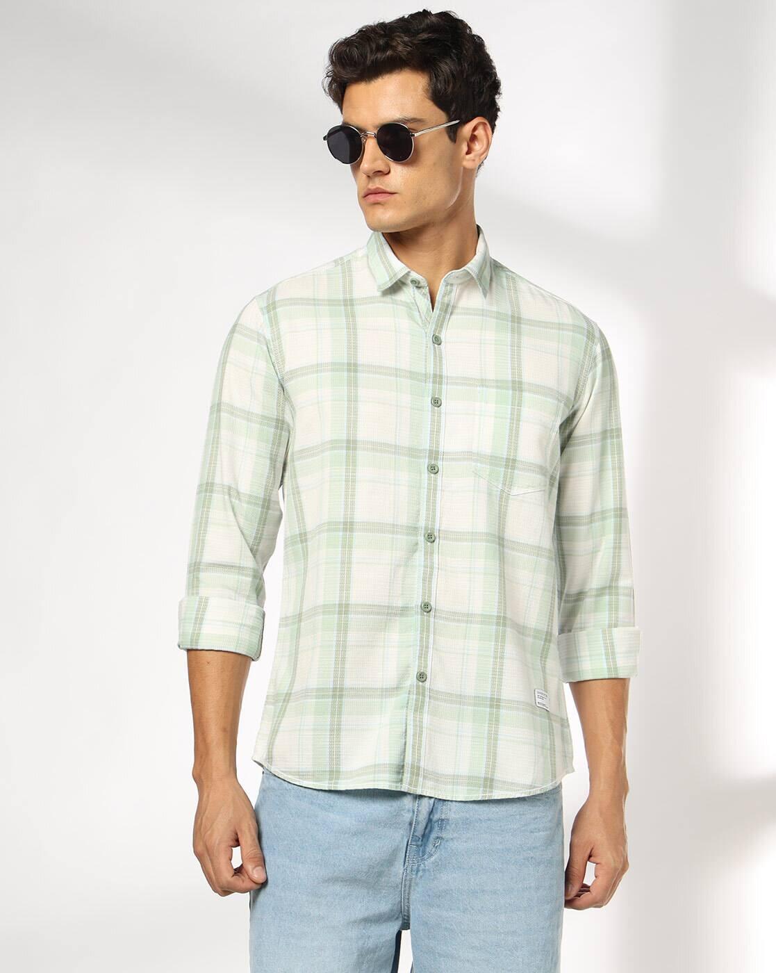JOHN PLAYERS JEANS | Men Checked Slim Fit Cotton Shirt with Patch Pocket|0