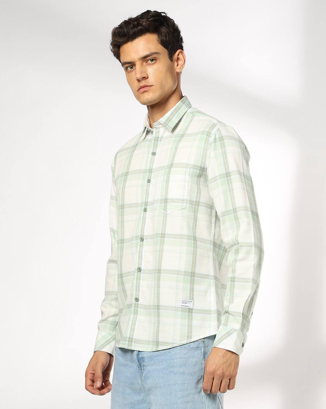 JOHN PLAYERS JEANS | Men Checked Slim Fit Cotton Shirt with Patch Pocket|1