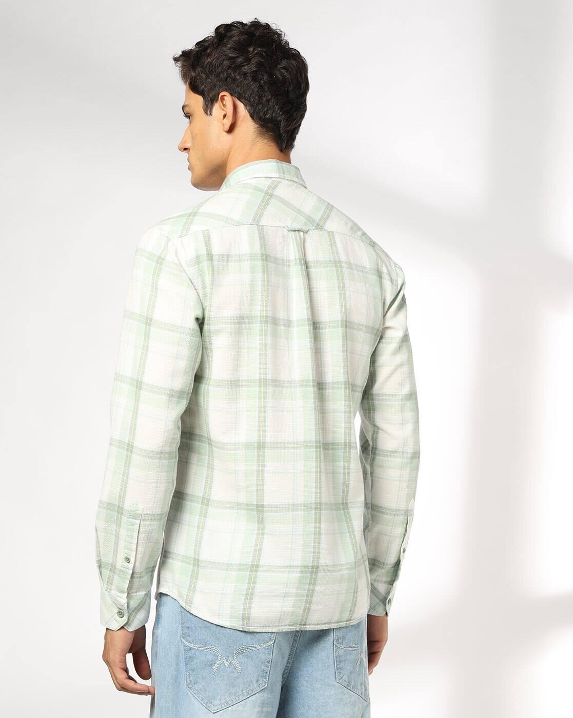 JOHN PLAYERS JEANS | Men Checked Slim Fit Cotton Shirt with Patch Pocket|2