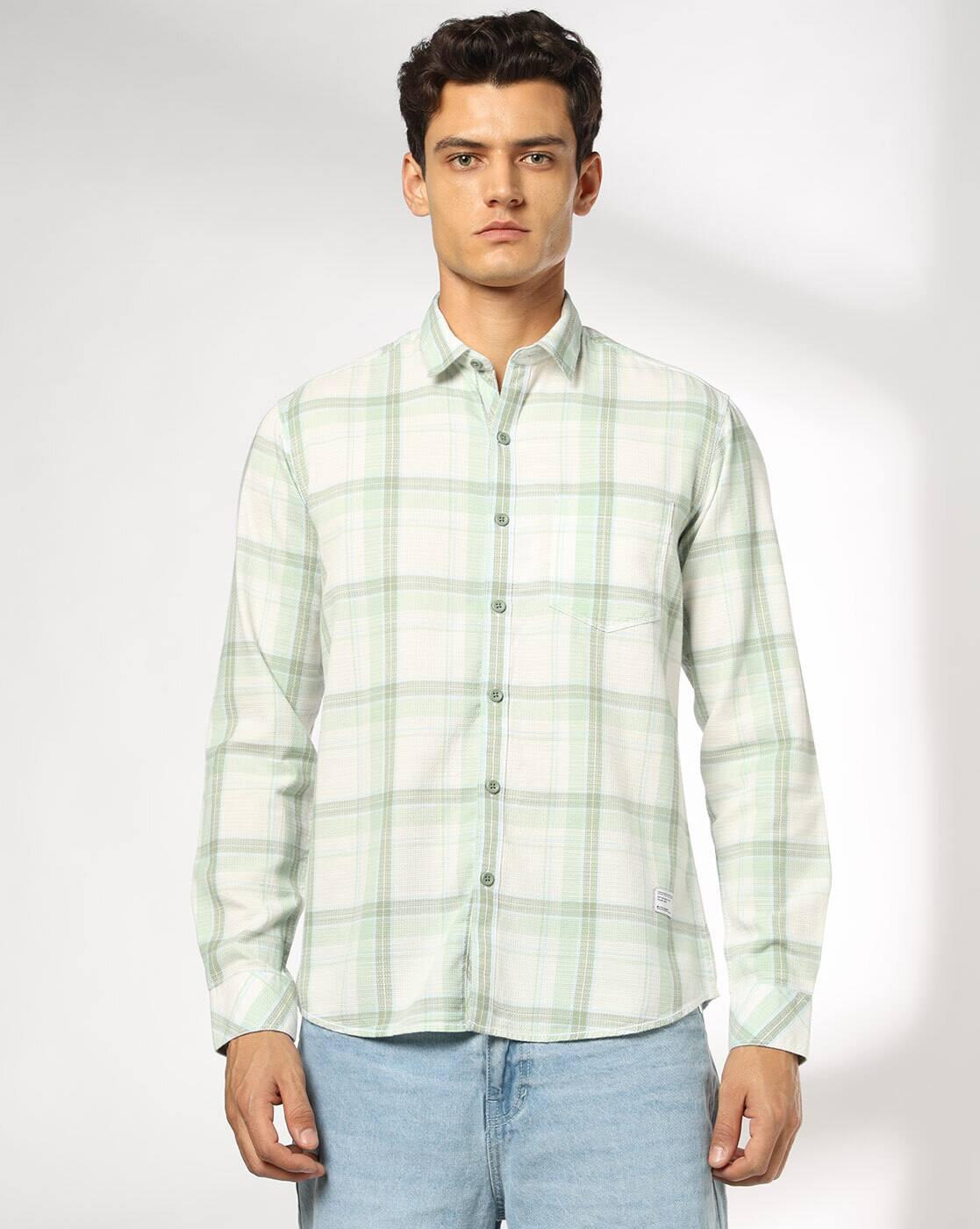 JOHN PLAYERS JEANS | Men Checked Slim Fit Cotton Shirt with Patch Pocket|3