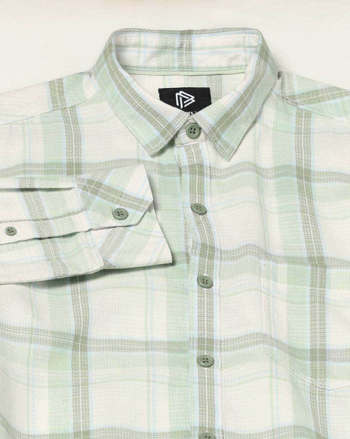 JOHN PLAYERS JEANS | Men Checked Slim Fit Cotton Shirt with Patch Pocket|5