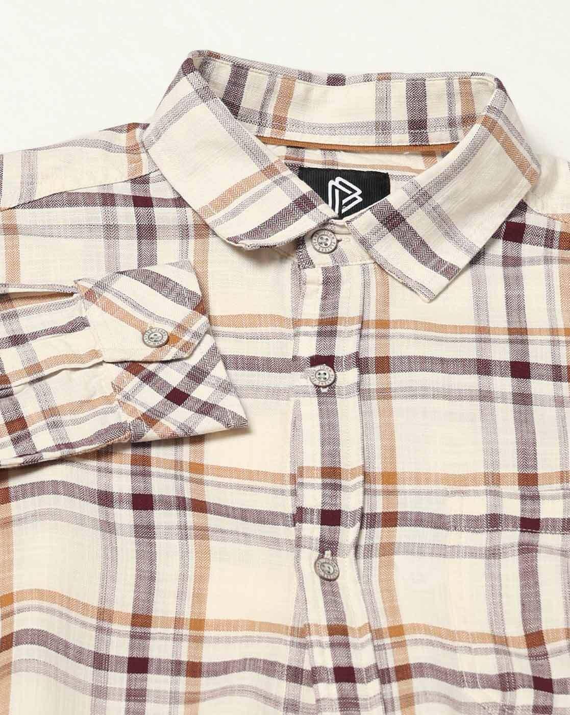 JOHN PLAYERS JEANS | Men Checked Slim Fit Cotton Shirt with Patch Pocket|5