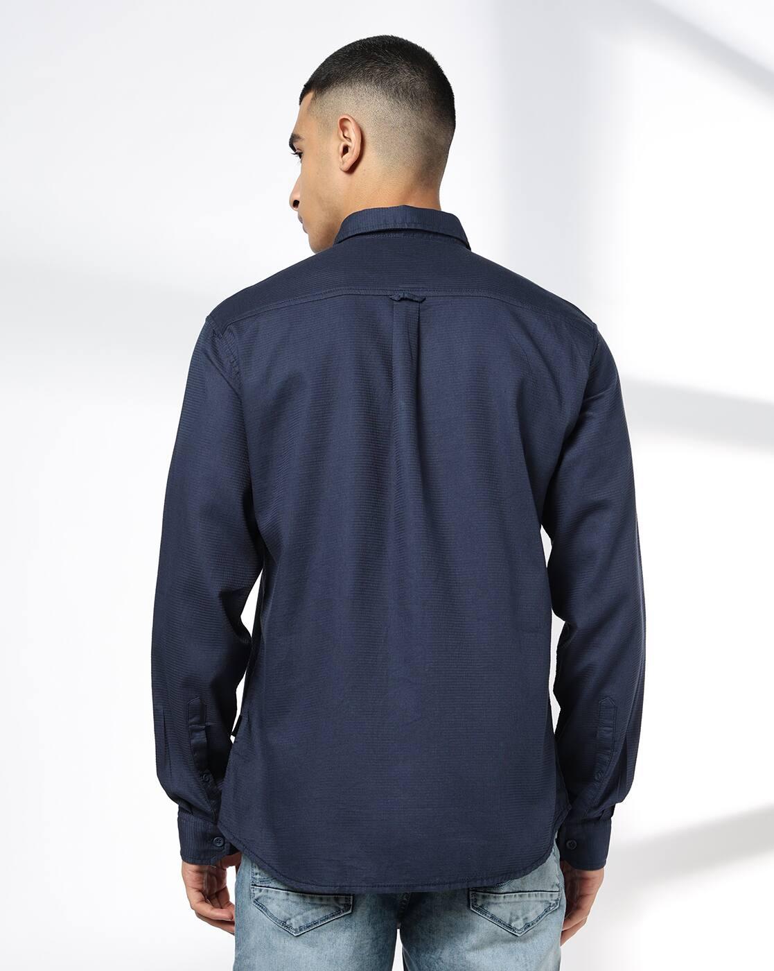 JOHN PLAYERS JEANS | Men Slim Fit Cotton Shirt with Patch Pocket|2