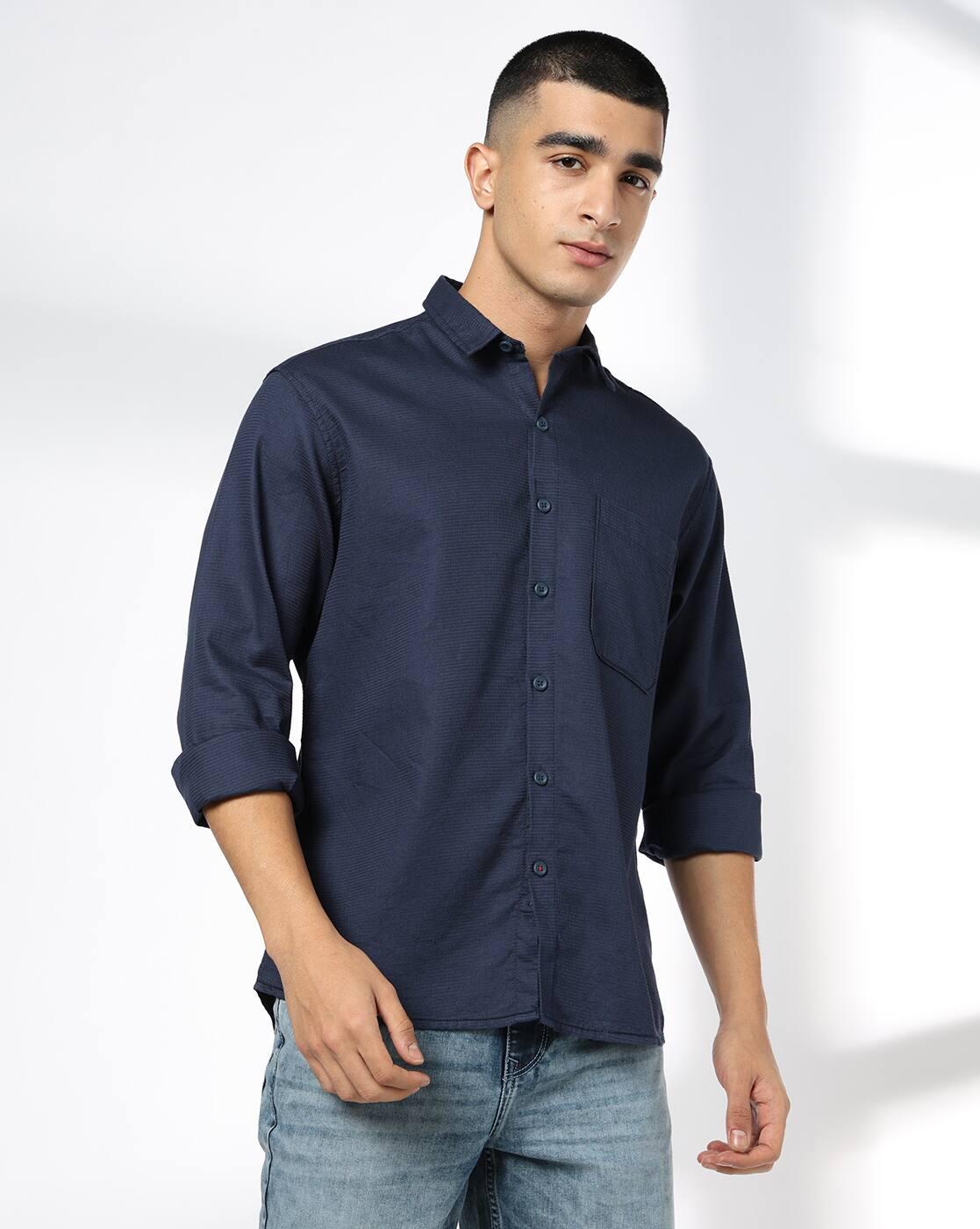 JOHN PLAYERS JEANS | Men Slim Fit Cotton Shirt with Patch Pocket|3