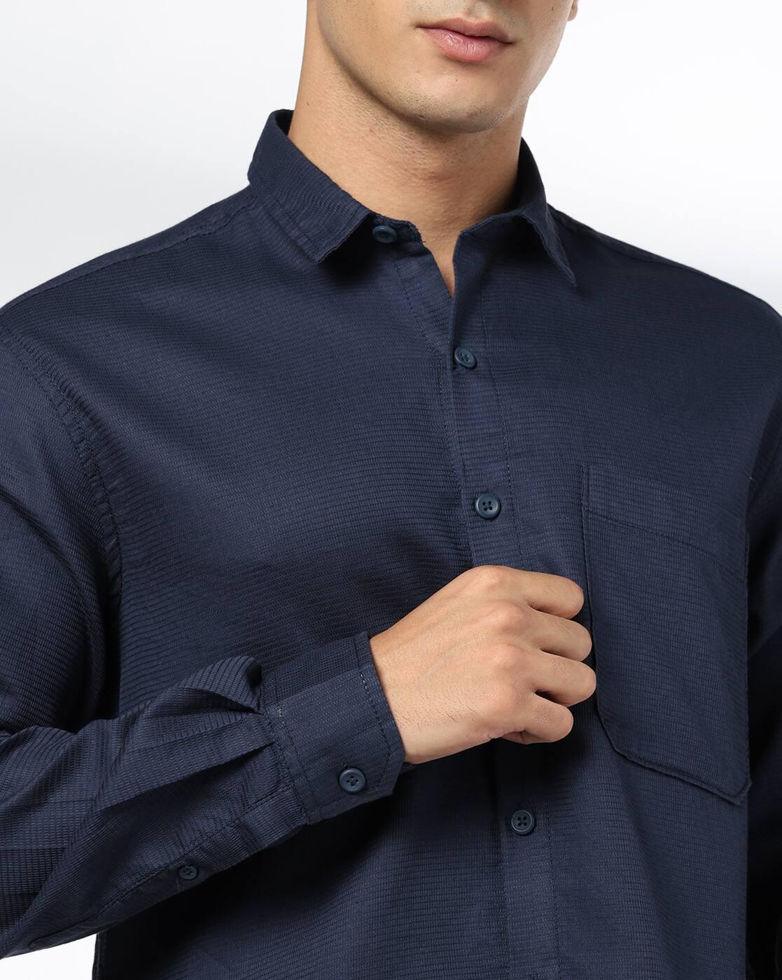 JOHN PLAYERS JEANS | Men Slim Fit Cotton Shirt with Patch Pocket|5