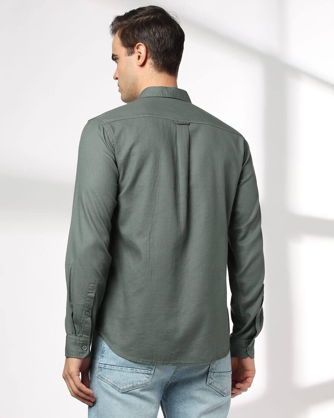 JOHN PLAYERS JEANS | Men Slim Fit Cotton Shirt with Patch Pocket|2
