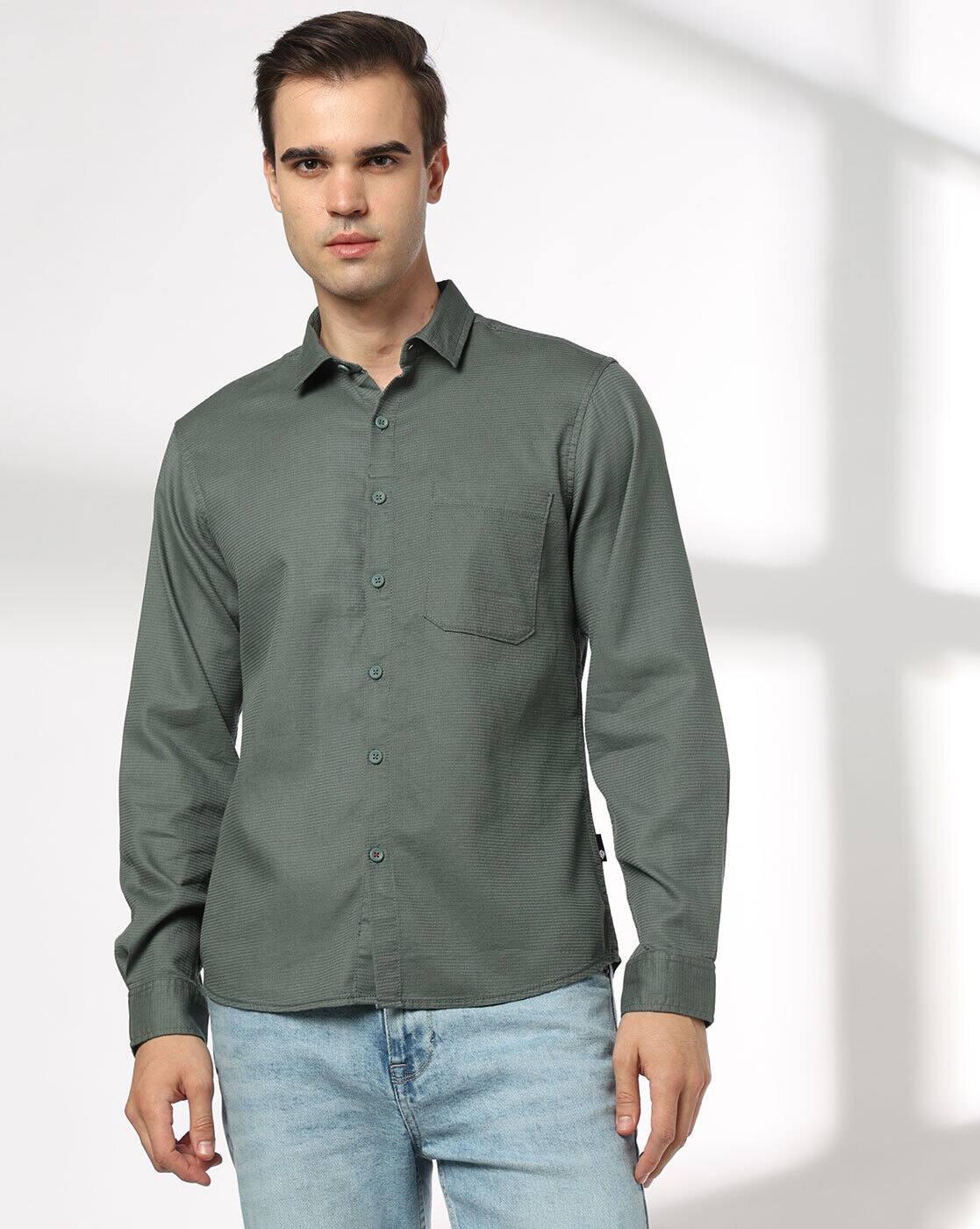 JOHN PLAYERS JEANS | Men Slim Fit Cotton Shirt with Patch Pocket|3