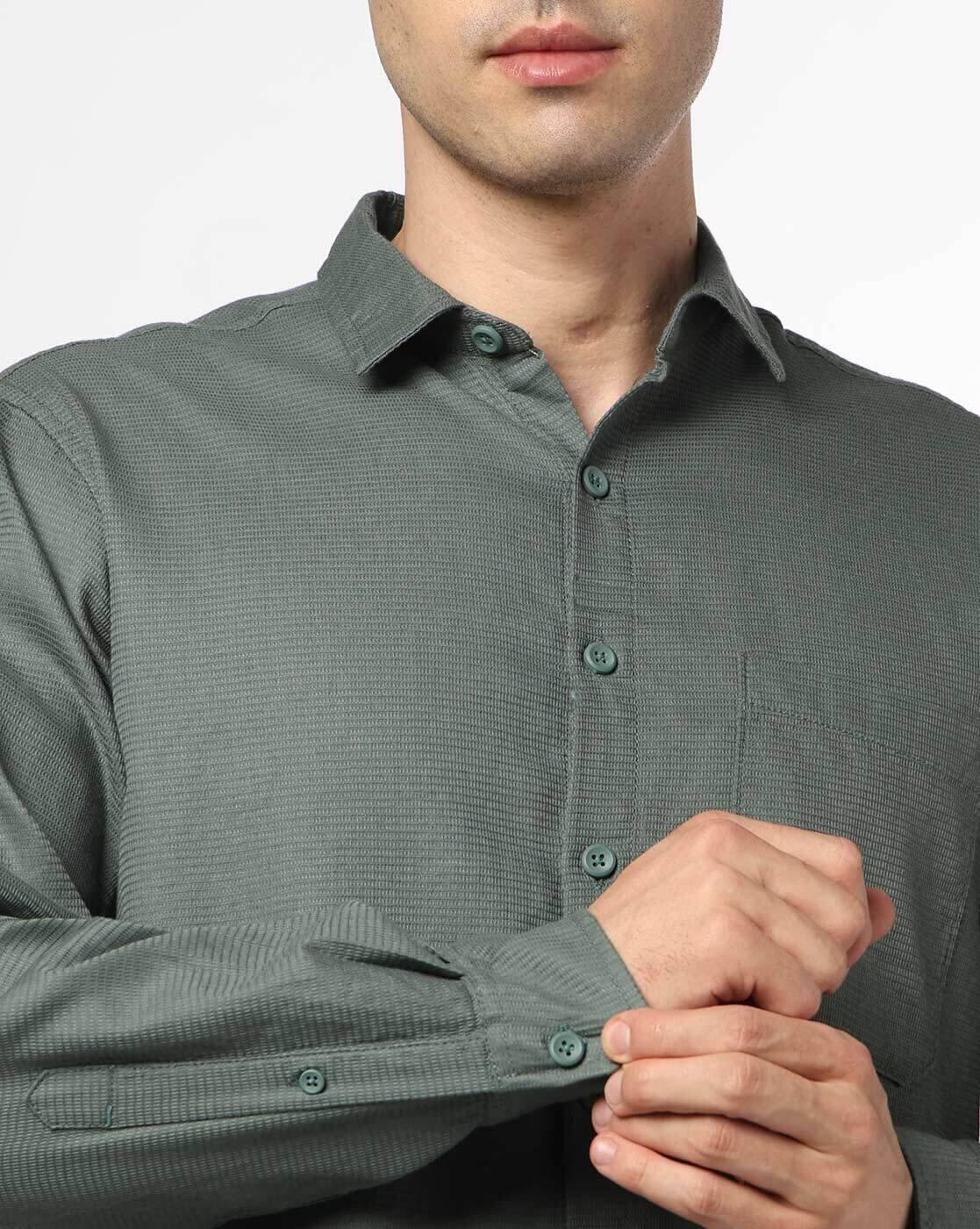 JOHN PLAYERS JEANS | Men Slim Fit Cotton Shirt with Patch Pocket|4