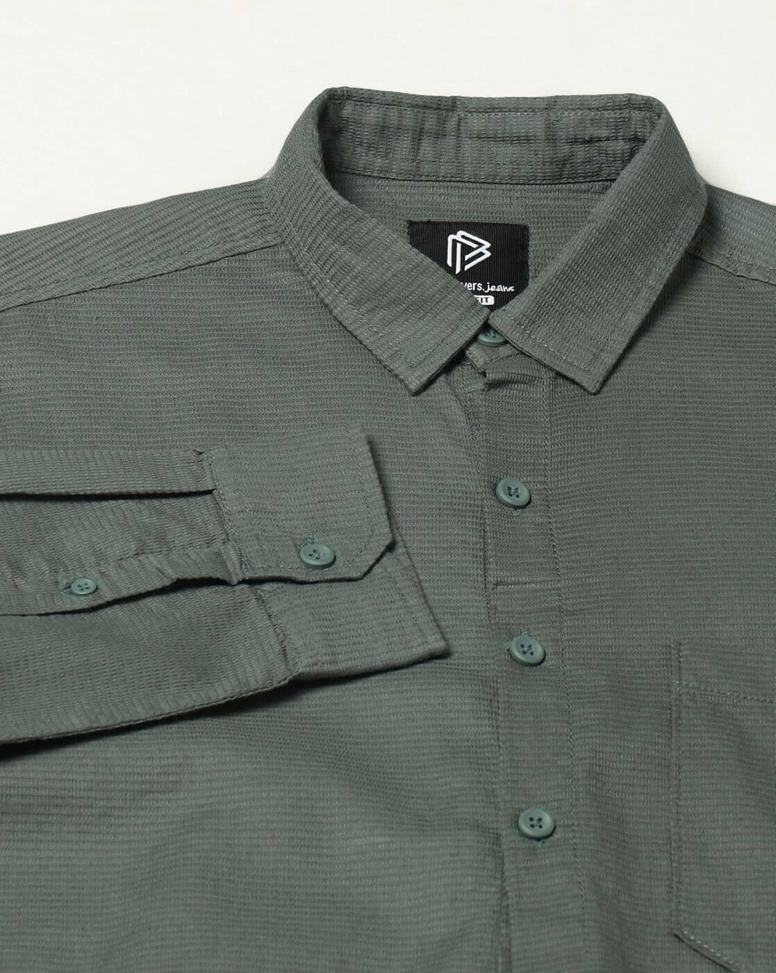 JOHN PLAYERS JEANS | Men Slim Fit Cotton Shirt with Patch Pocket|5