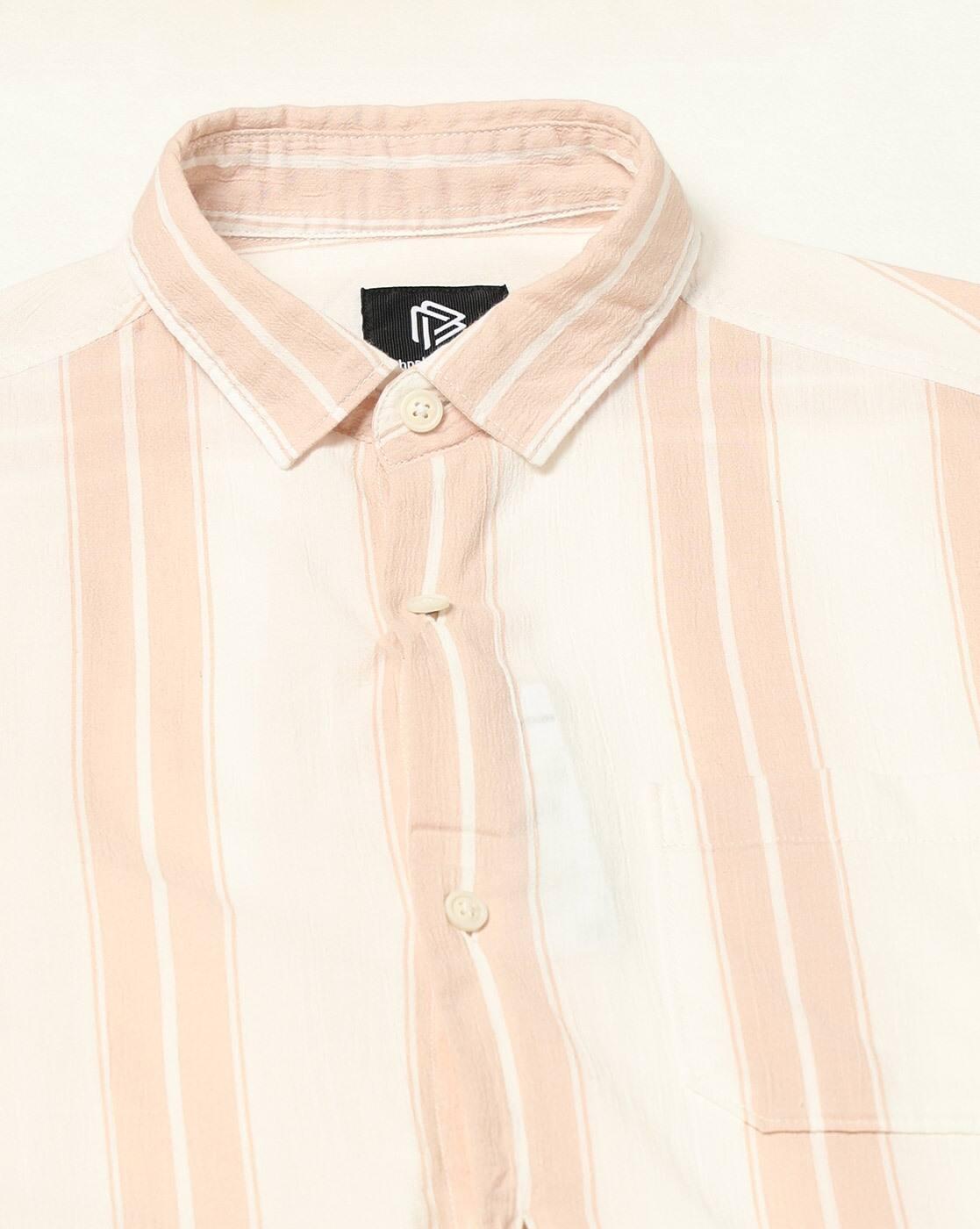 JOHN PLAYERS JEANS | Men Striped Regular Fit Cotton Shirt with Patch Pocket|4