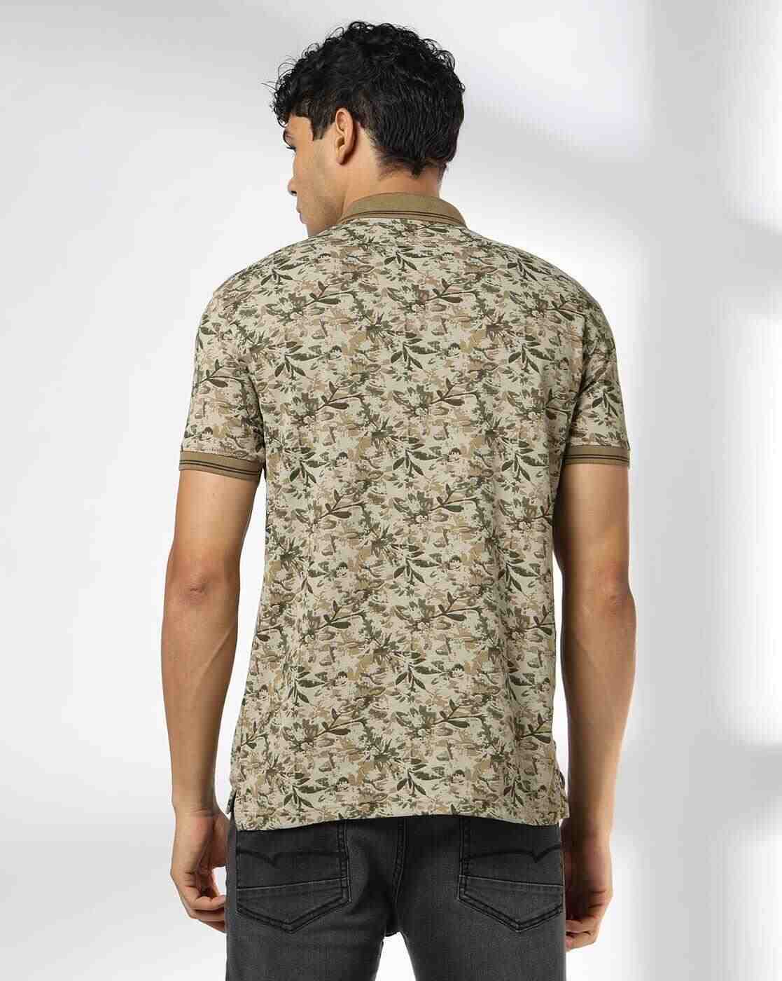 JOHN PLAYERS JEANS | Men Leaf Print Slim Fit Polo T-Shirt|2