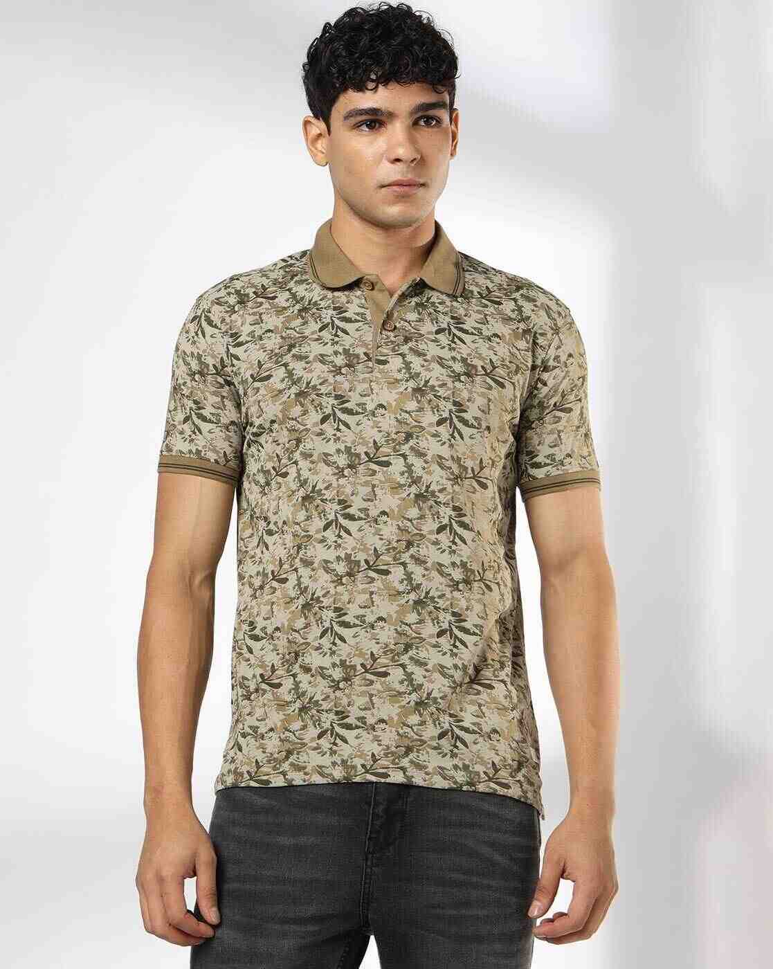 JOHN PLAYERS JEANS | Men Leaf Print Slim Fit Polo T-Shirt|3