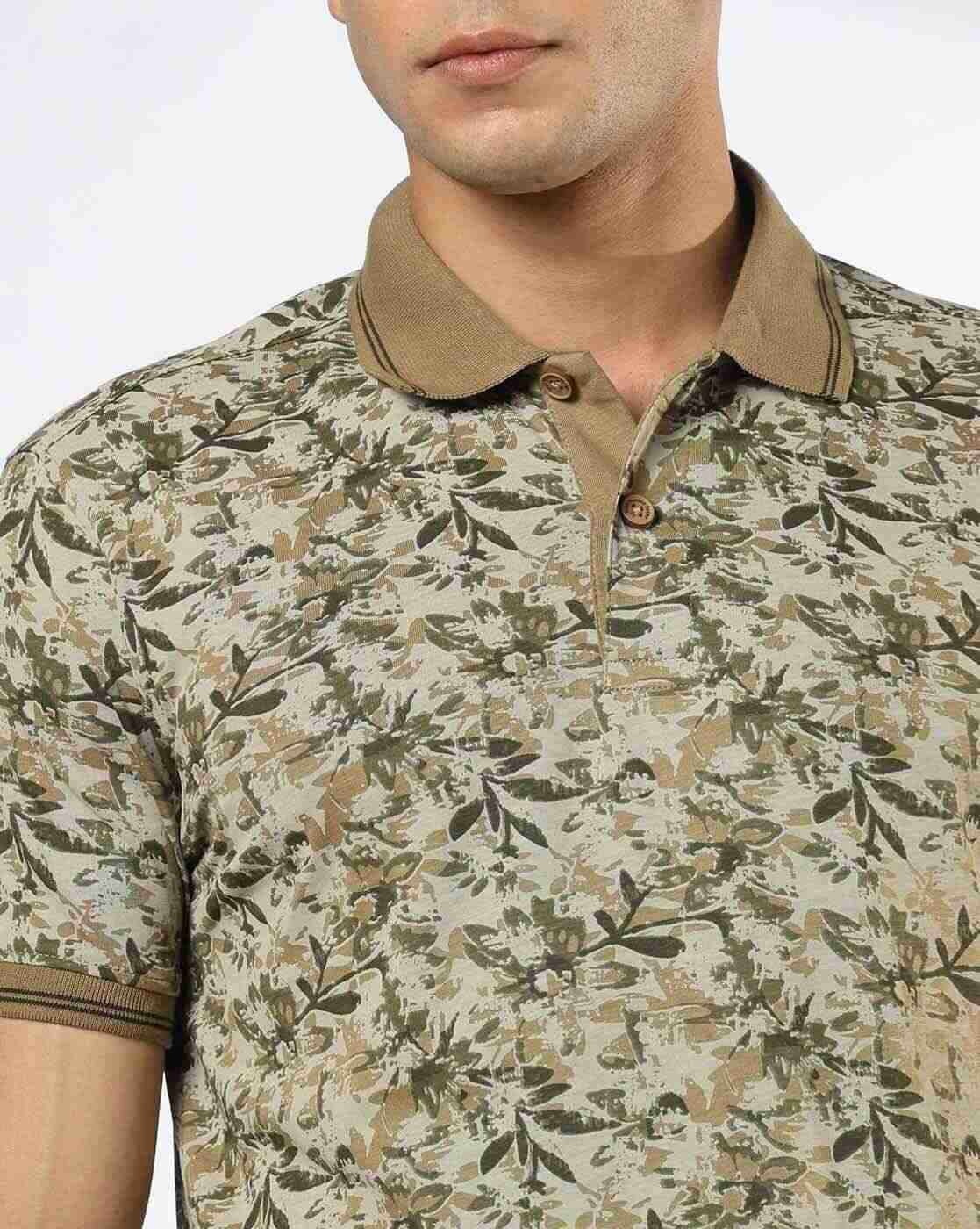 JOHN PLAYERS JEANS | Men Leaf Print Slim Fit Polo T-Shirt|4