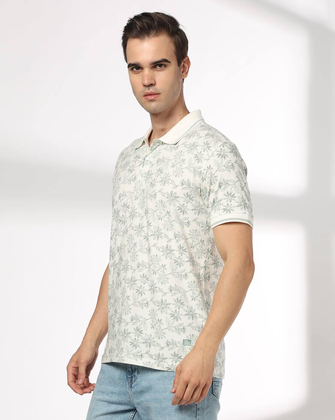 JOHN PLAYERS JEANS | Men Tropical Print Slim Fit Polo T-Shirt|1