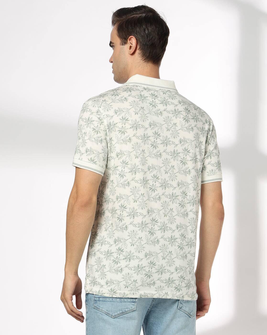 JOHN PLAYERS JEANS | Men Tropical Print Slim Fit Polo T-Shirt|2