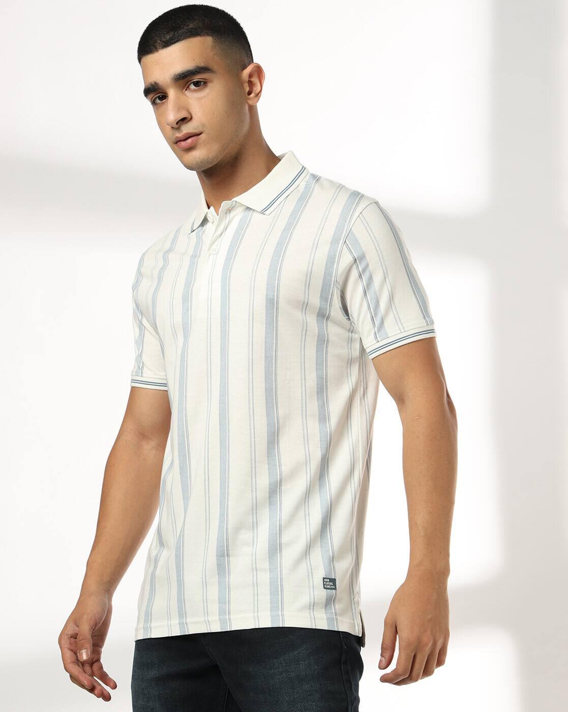 JOHN PLAYERS JEANS | Men Striped Slim Fit Polo T-Shirt|0