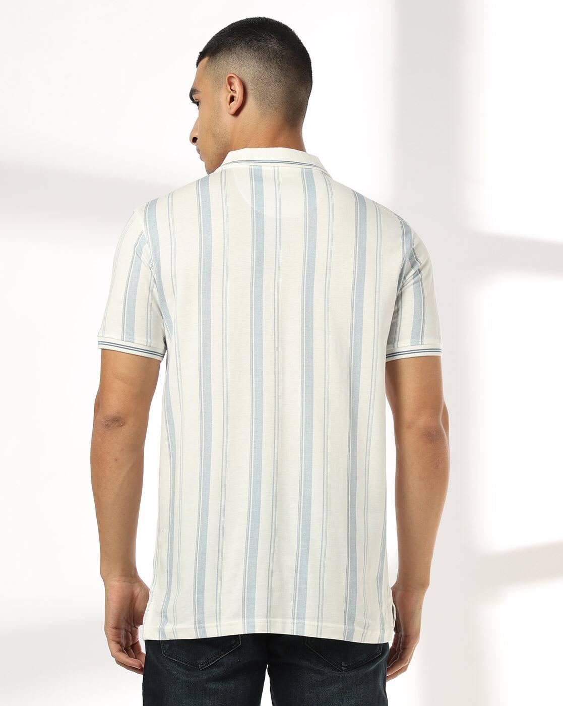 JOHN PLAYERS JEANS | Men Striped Slim Fit Polo T-Shirt|2