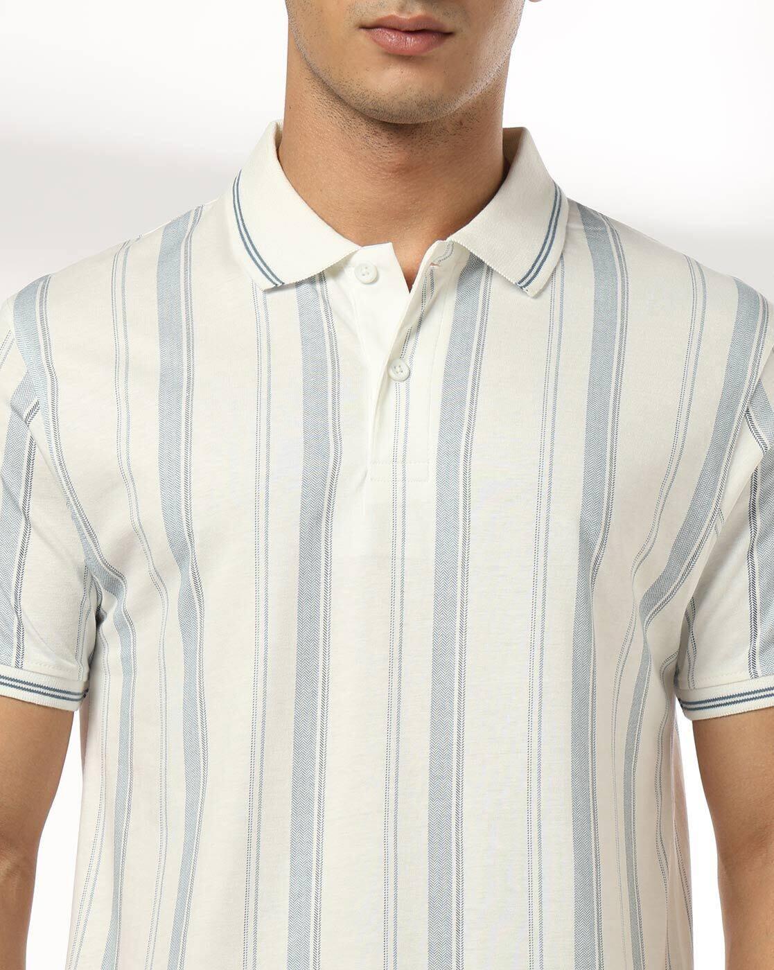 JOHN PLAYERS JEANS | Men Striped Slim Fit Polo T-Shirt|3