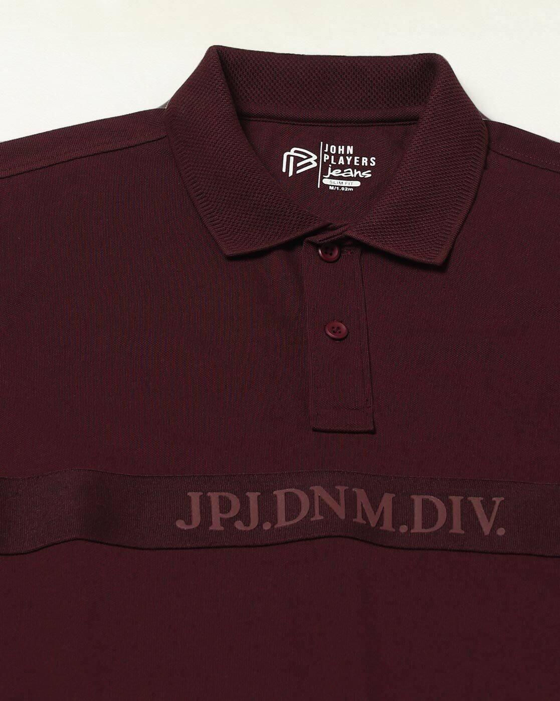 JOHN PLAYERS JEANS | Men Typographic Print Slim Fit Polo T-Shirt|4