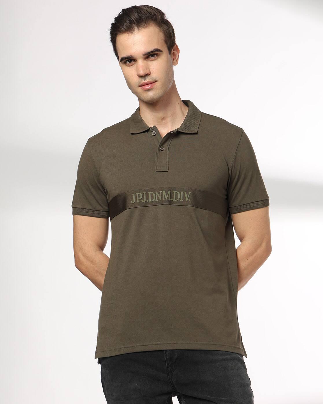 Men Typographic Print Slim Fit Polo T-Shirt