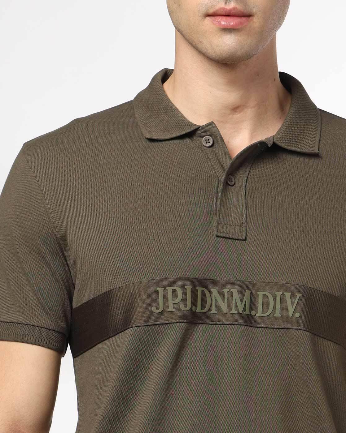 JOHN PLAYERS JEANS | Men Typographic Print Slim Fit Polo T-Shirt|3