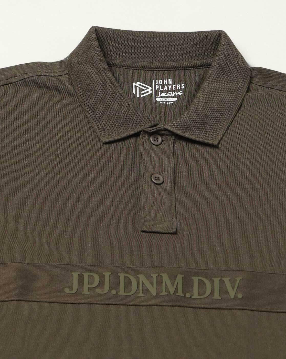 JOHN PLAYERS JEANS | Men Typographic Print Slim Fit Polo T-Shirt|4