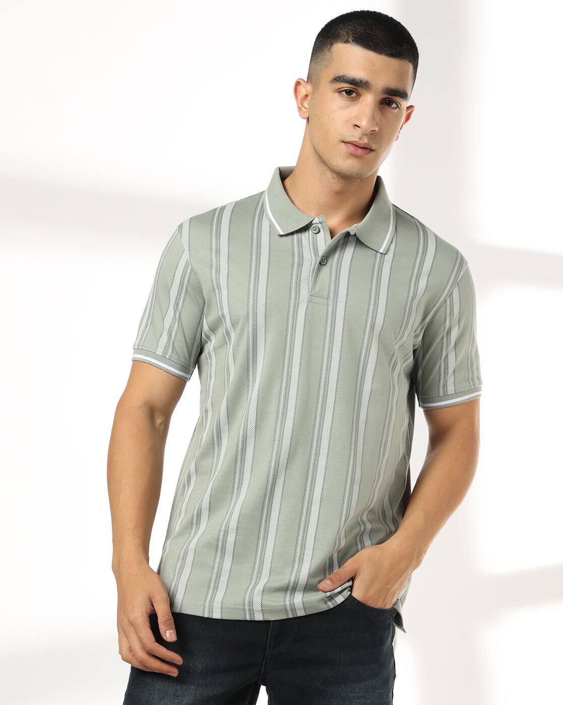 JOHN PLAYERS JEANS | Men Striped Slim Fit Polo T-Shirt|0
